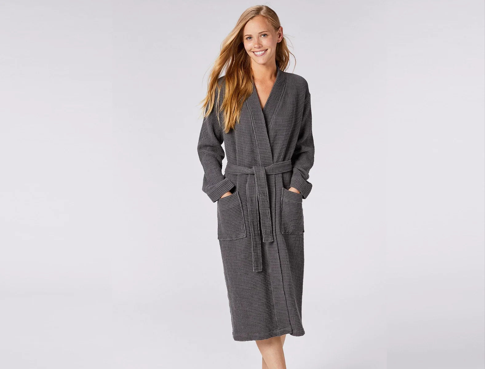 Coyuchi Shadow Unisex Organic Waffle Robe