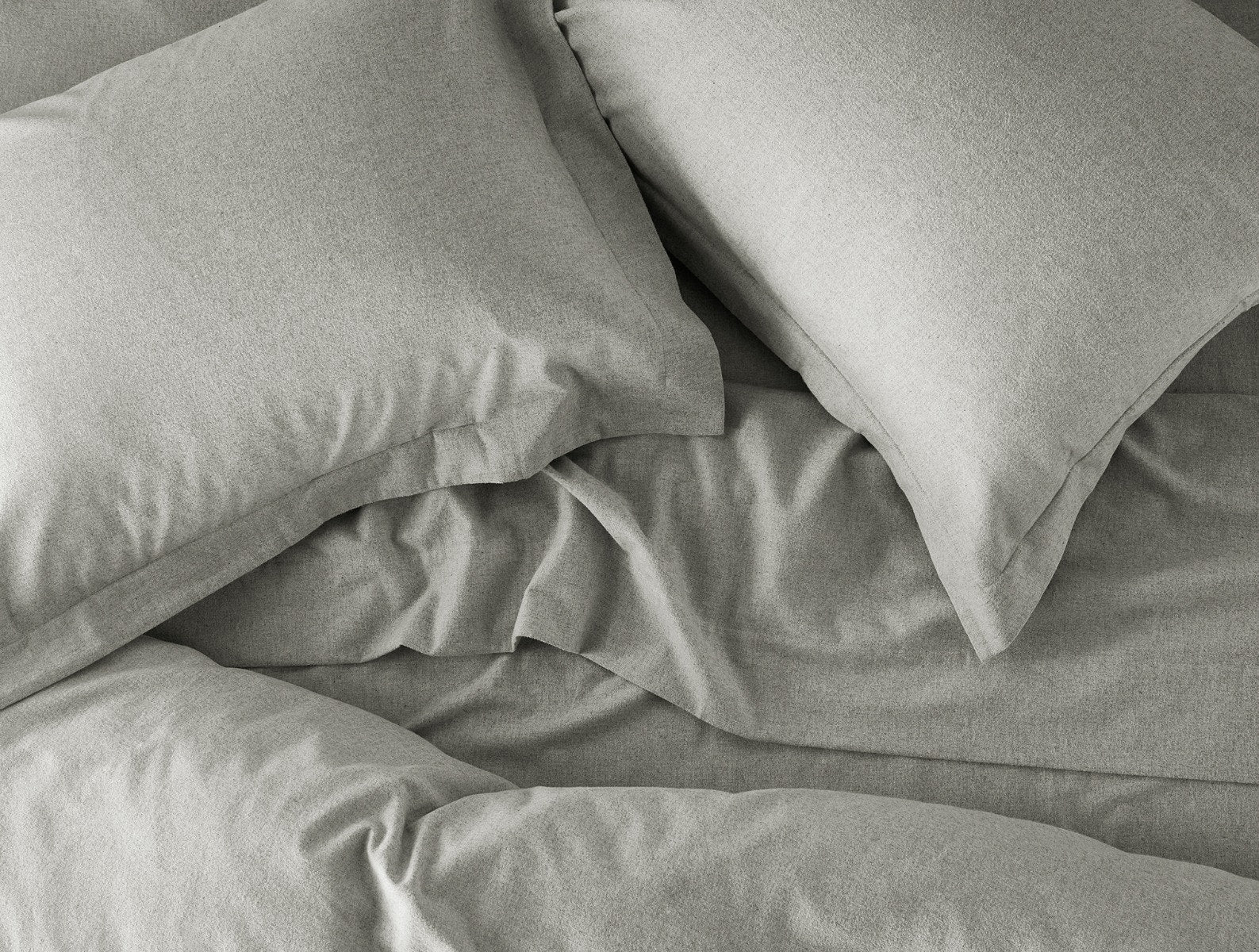Coyuchi Sham - Standard Pale Gray Heather Cloud Brushed Organic Flannel Duvet Cover