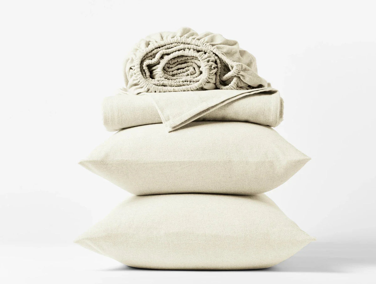 Coyuchi Undyed Cloud Brushed Organic Flannel Sheet Set