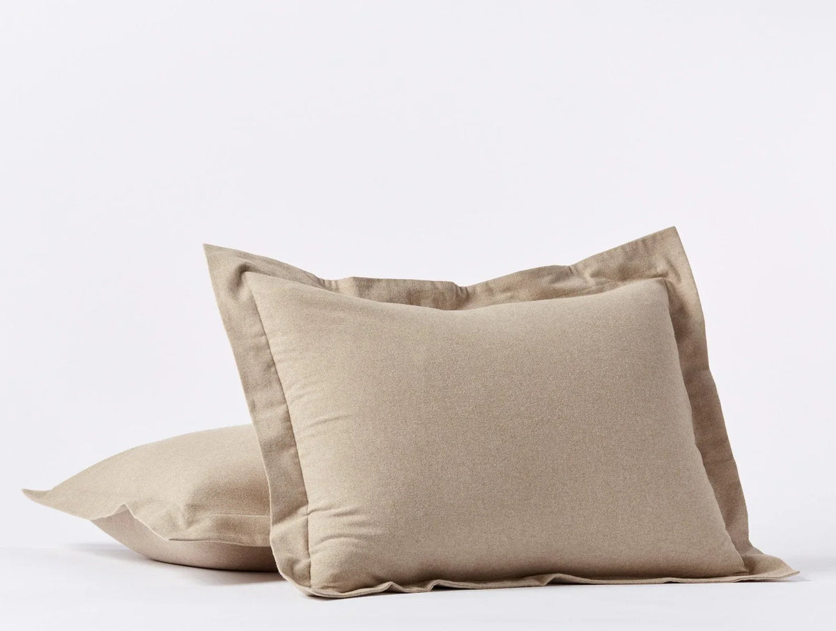 Coyuchi Sham - Standard Camel Heather Cloud Brushed Organic Flannel Duvet Cover