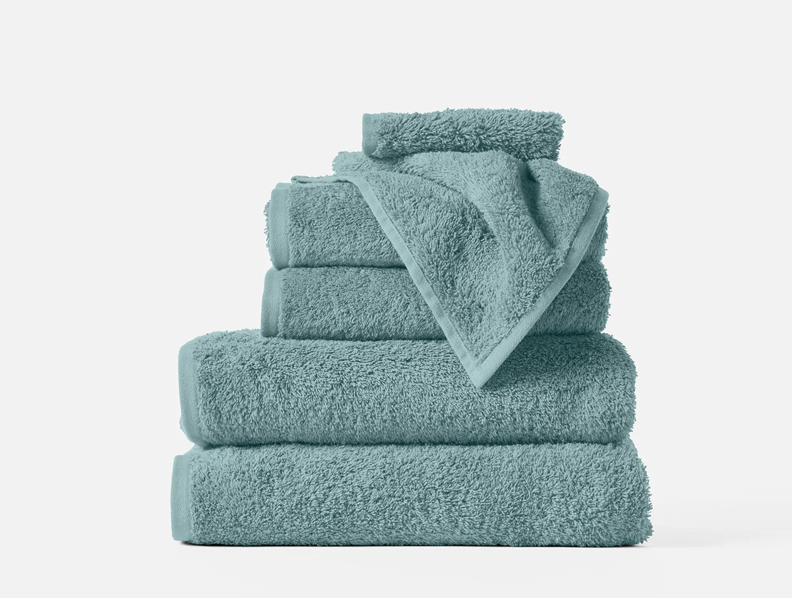 Coyuchi Wash Cloth Pacific Blue Cloud Loom Organic Towels & Bath Mat