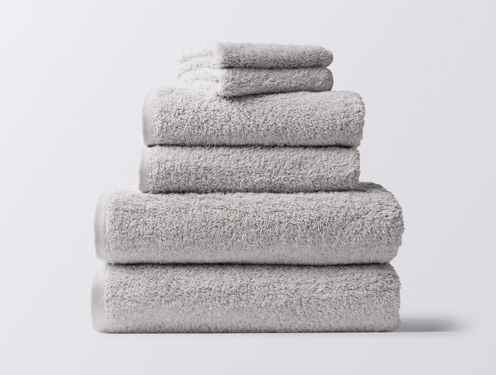Coyuchi 6 pc Towel Set Fog Cloud Loom Organic Towels &amp; Bath Mat