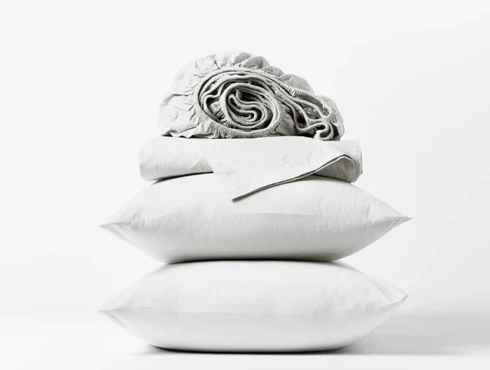 Coyuchi Alpine White Organic Crinkled Percale Sheet Set