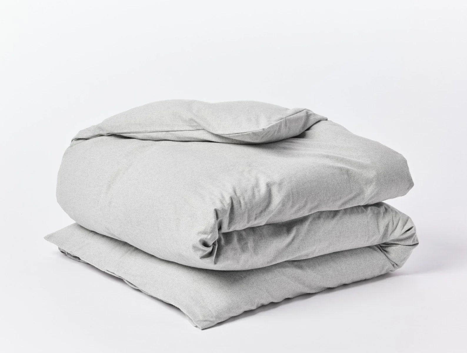 Coyuchi Twin Pale Gray Heather Cloud Brushed Organic Flannel Duvet Cover