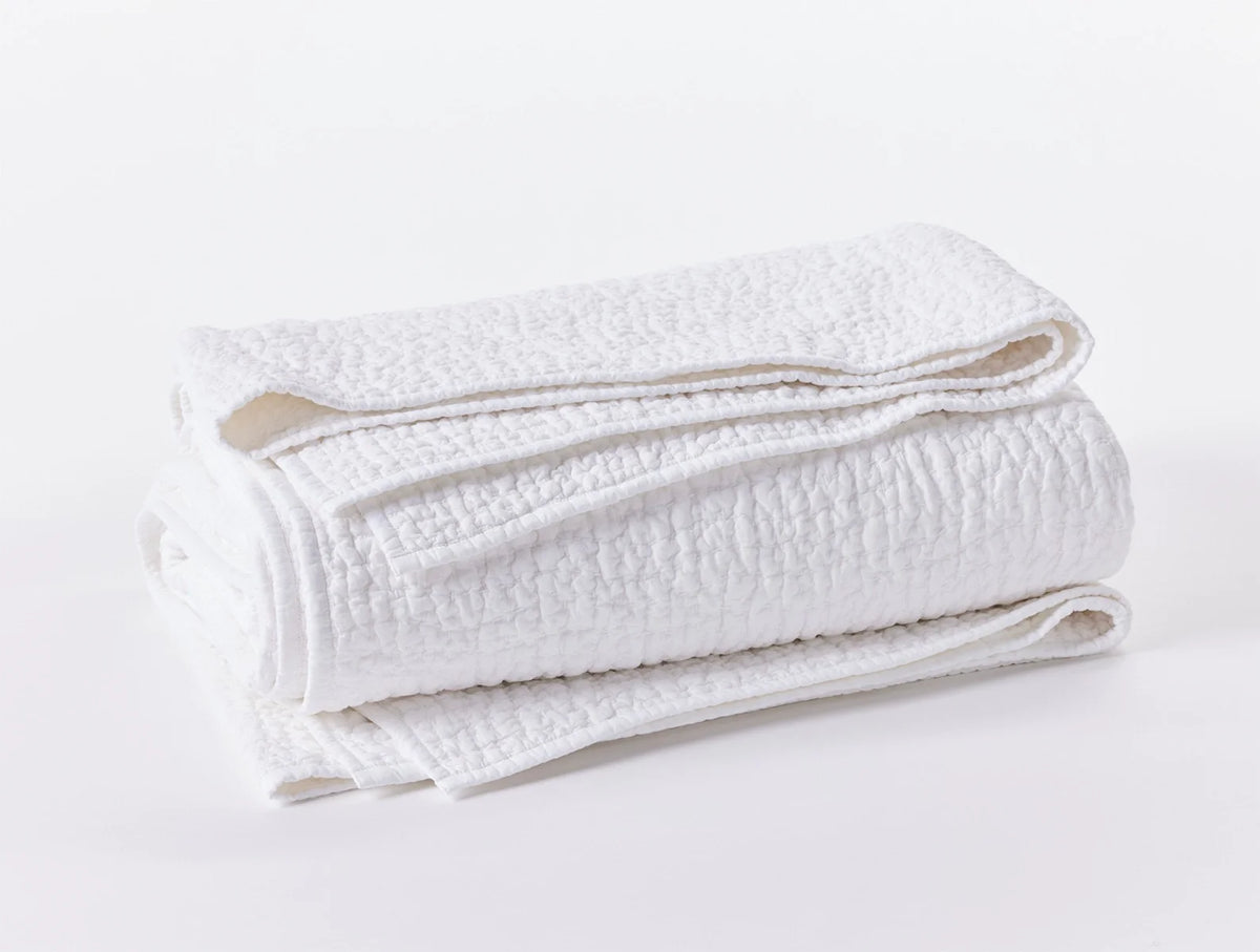 Coyuchi Alpine White Pebbled Handstitched Organic Quilt