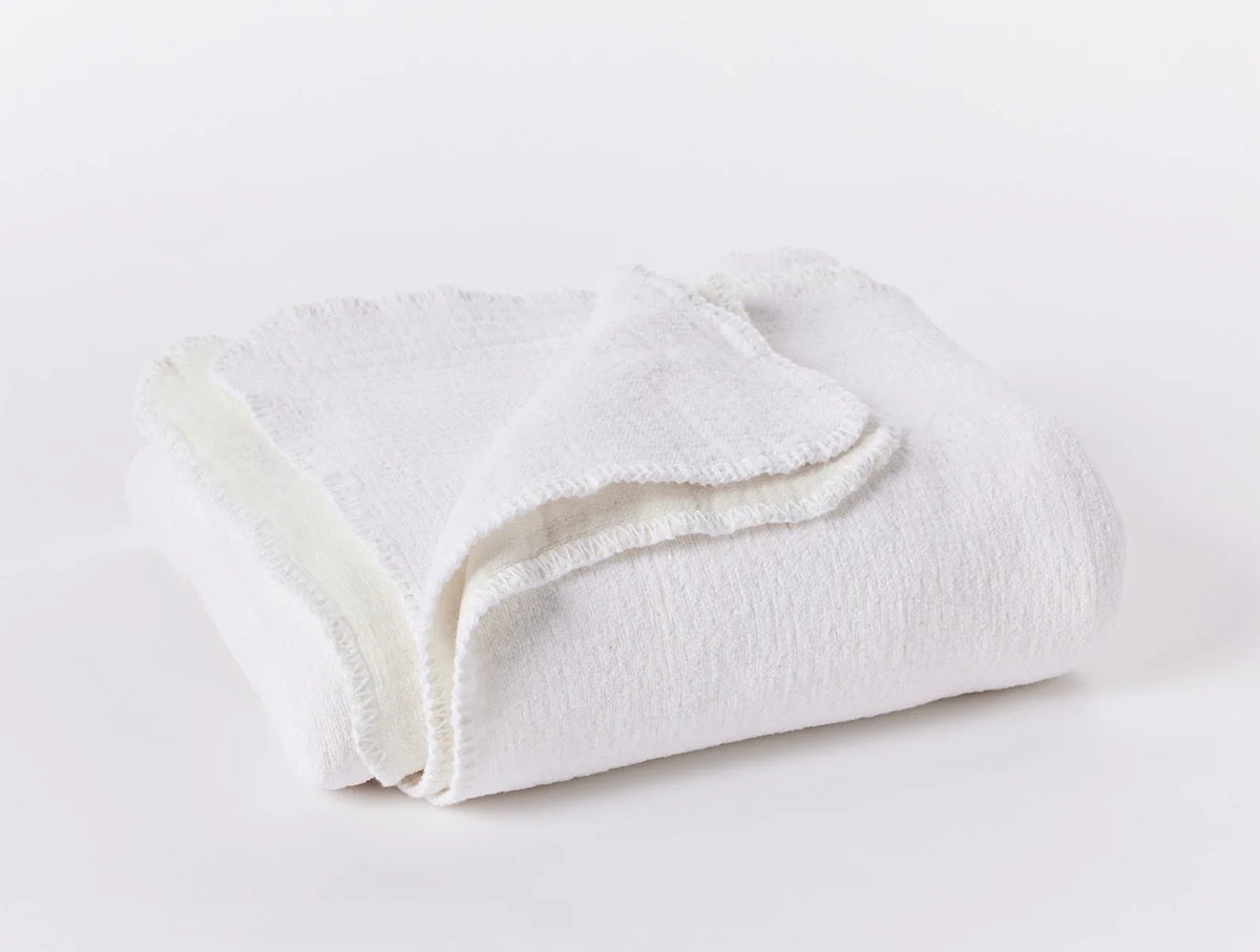 Coyuchi Throw Alpine White Cozy Cotton Organic Blanket