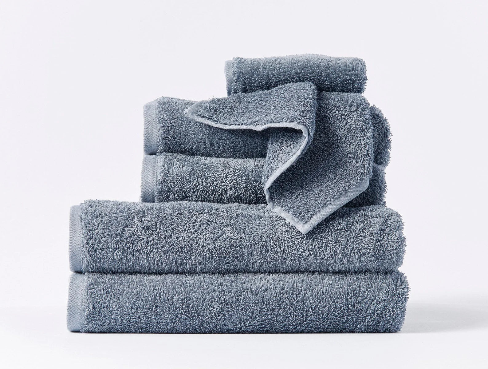 Coyuchi Wash Cloth Steel Blue Cloud Loom Organic Towels & Bath Mat