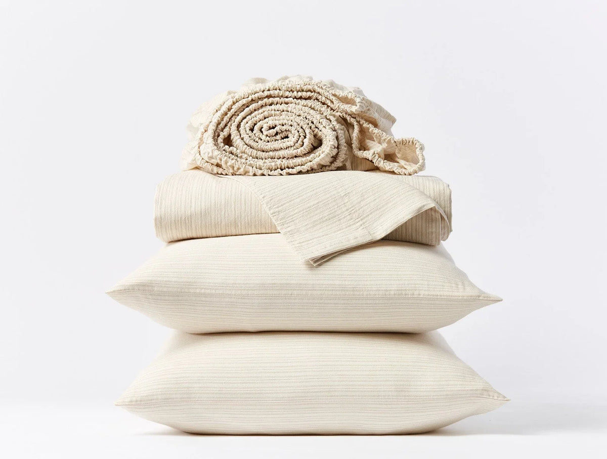 Coyuchi Undyed w Hazel Rosehip Organic Crinkled Percale Sheet Set