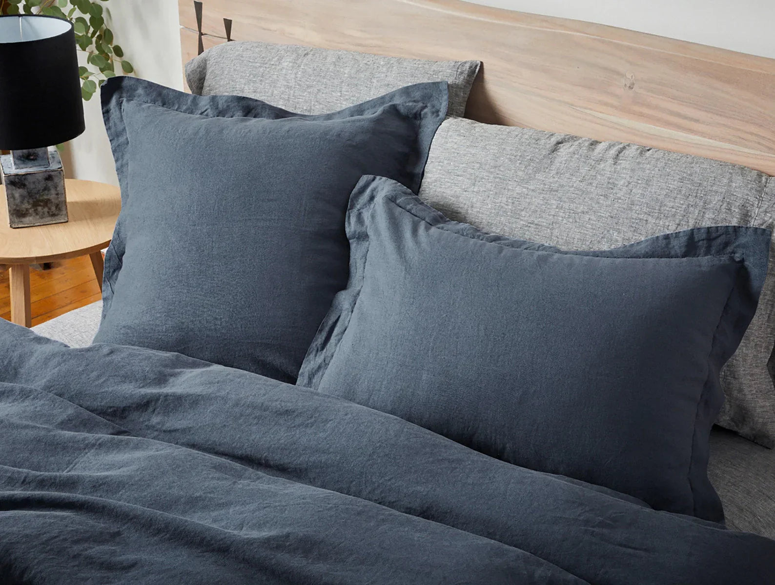 Coyuchi Euro Sham Harbor Blue Organic Relaxed Linen Duvet Cover