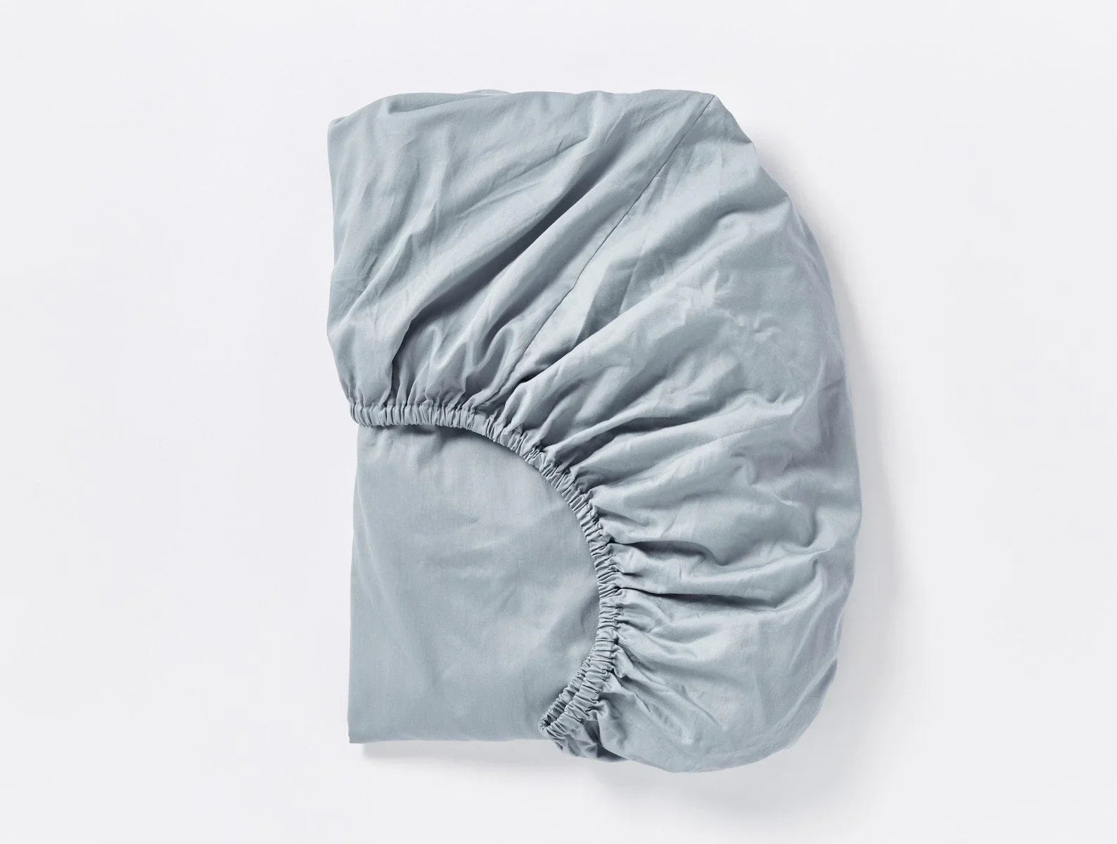 Coyuchi Pale Ocean Cloud Soft Organic Sateen Fitted Sheet