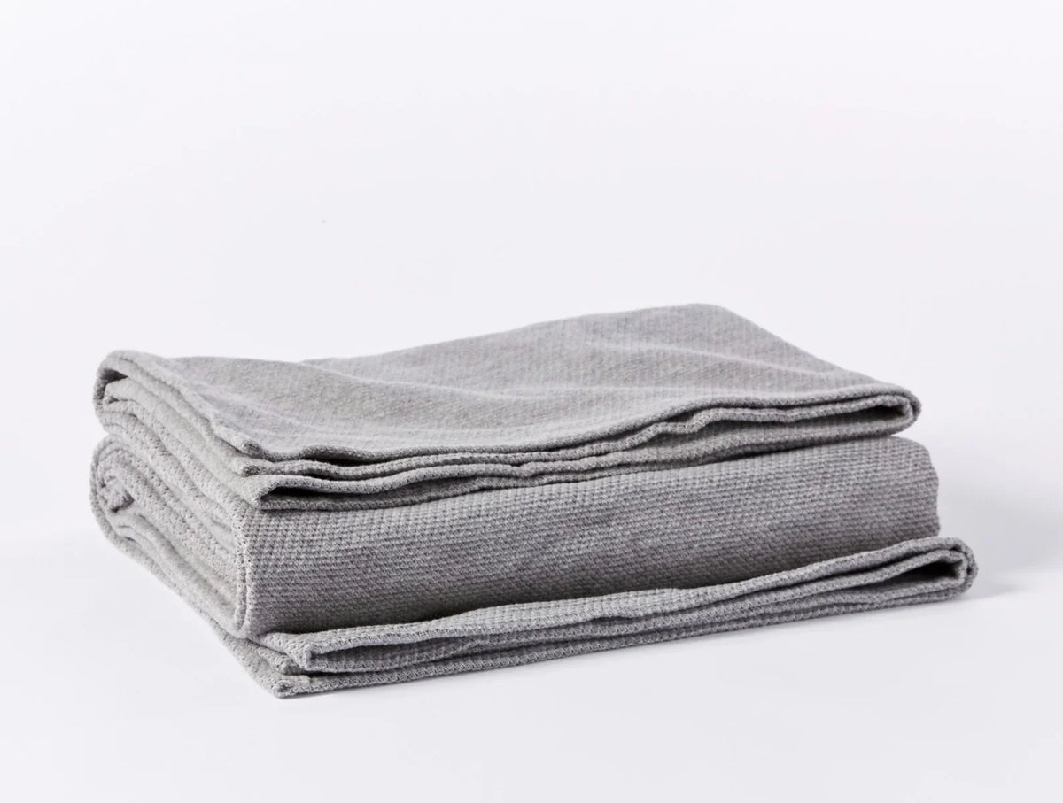 Coyuchi Gray Sequoia Washable Organic Cotton &amp; Wool Blanket