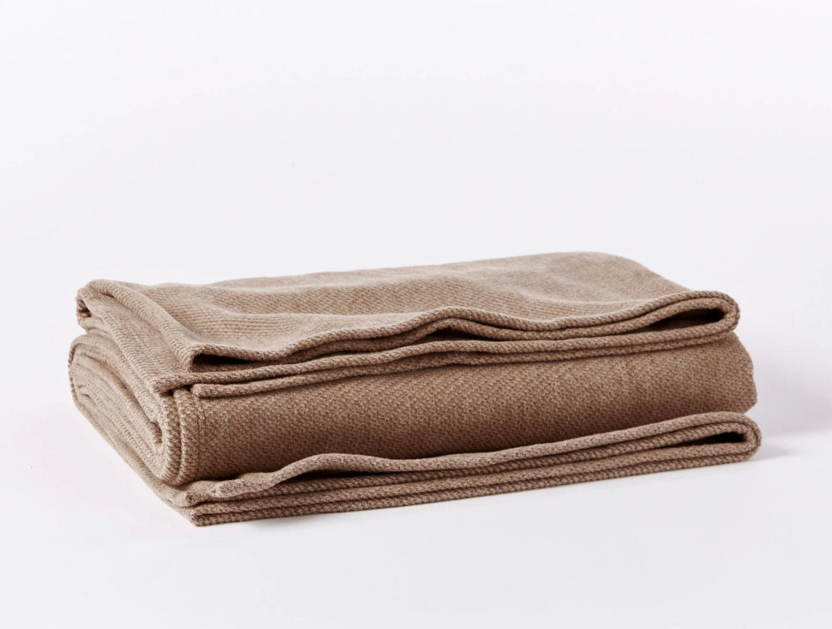 Coyuchi Throw Sandalwood Sequoia Washable Organic Cotton &amp; Wool Blanket