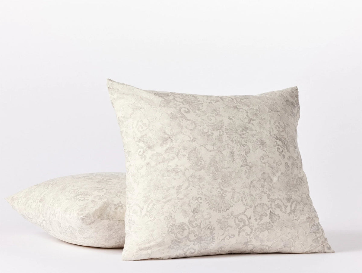 Coyuchi Euro Sham Undyed w grays bontanical Solana Organic Print Duvet Cover