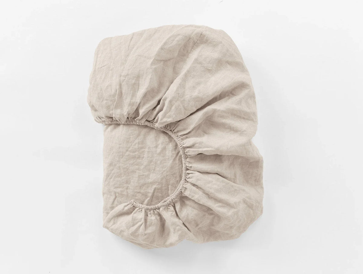 Coyuchi Queen Natural Chambray Organic Relaxed Linen Fitted Sheet