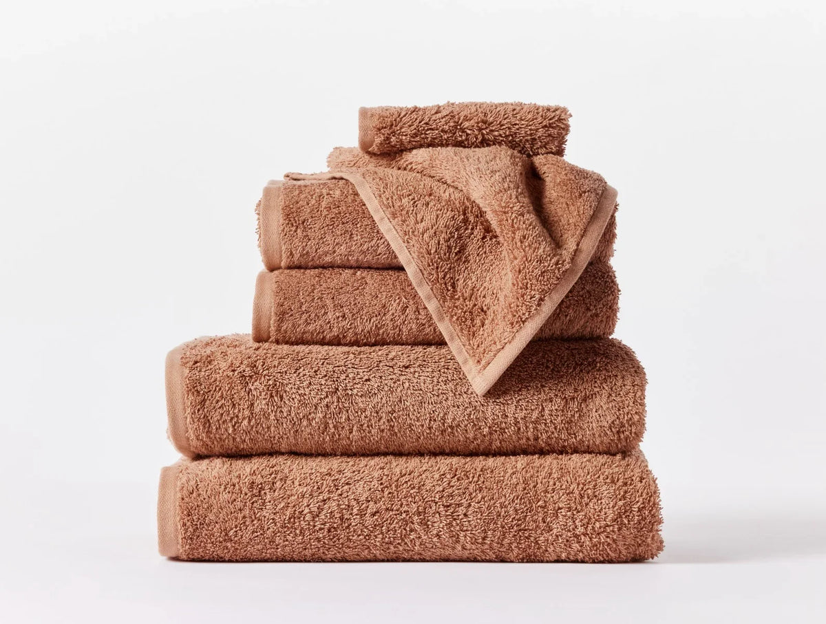Coyuchi 6 pc Towel Set Praline Cloud Loom Organic Towels &amp; Bath Mat