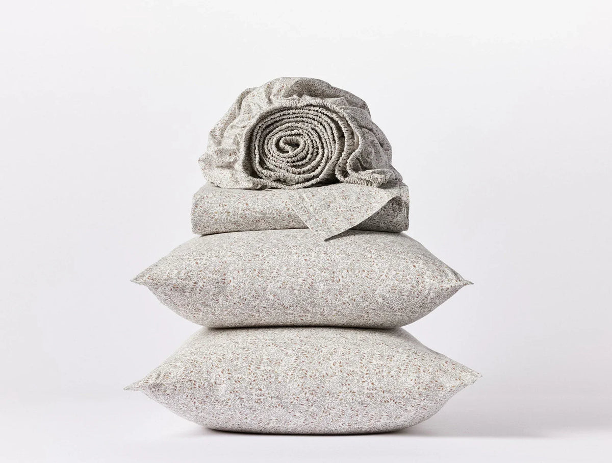 Coyuchi Queen Fossil Vines Organic Print Percale Sheet Set