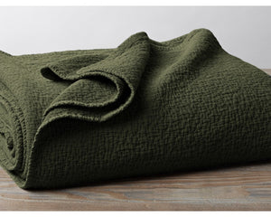 Coyuchi Moss Cascade Organic Matelasse Blanket