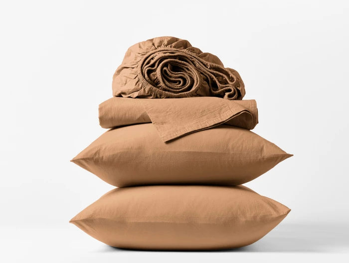 Coyuchi Ginger Organic Crinkled Percale Sheets