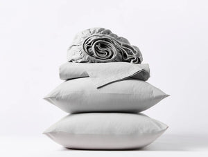 Coyuchi Pewter Organic Crinkled Percale Sheet Set
