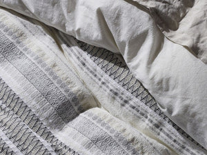 Coyuchi Soft White w Deep Graphite Lost Coast Organic Duvet Cover