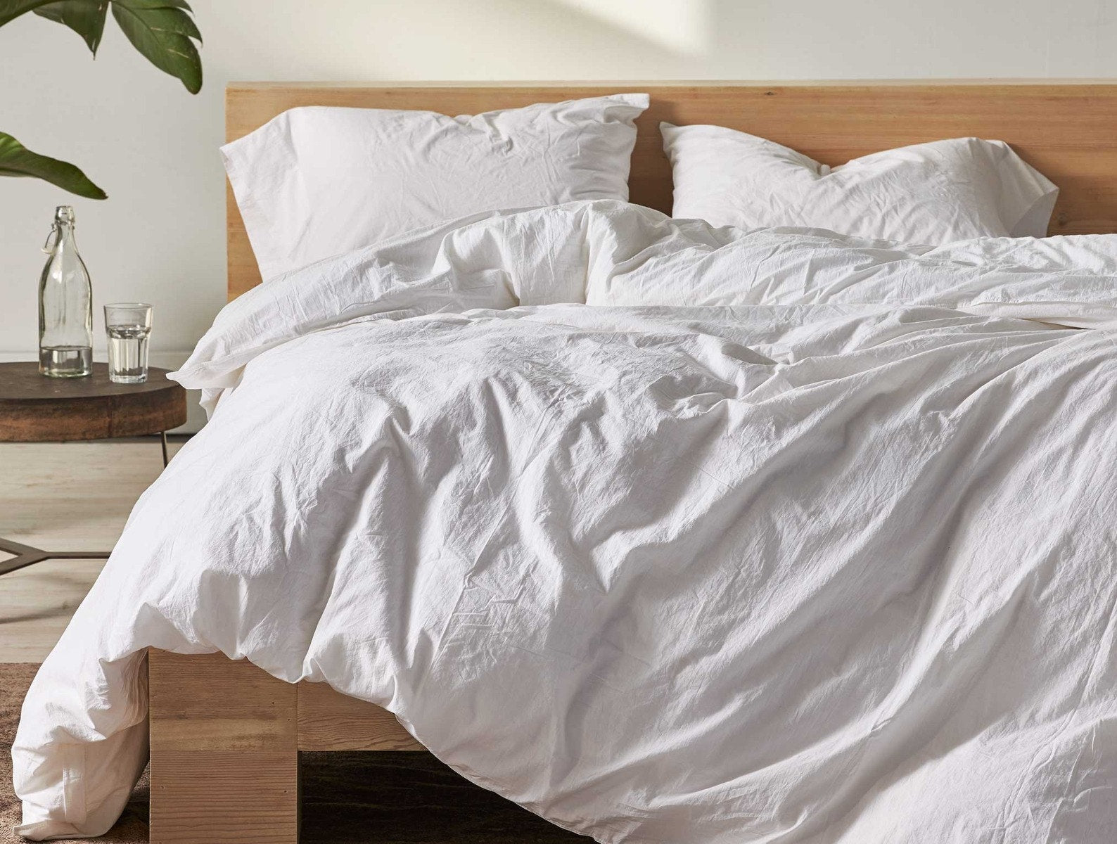 Coyuchi Alpine White Organic Crinkled Percale Duvet Cover